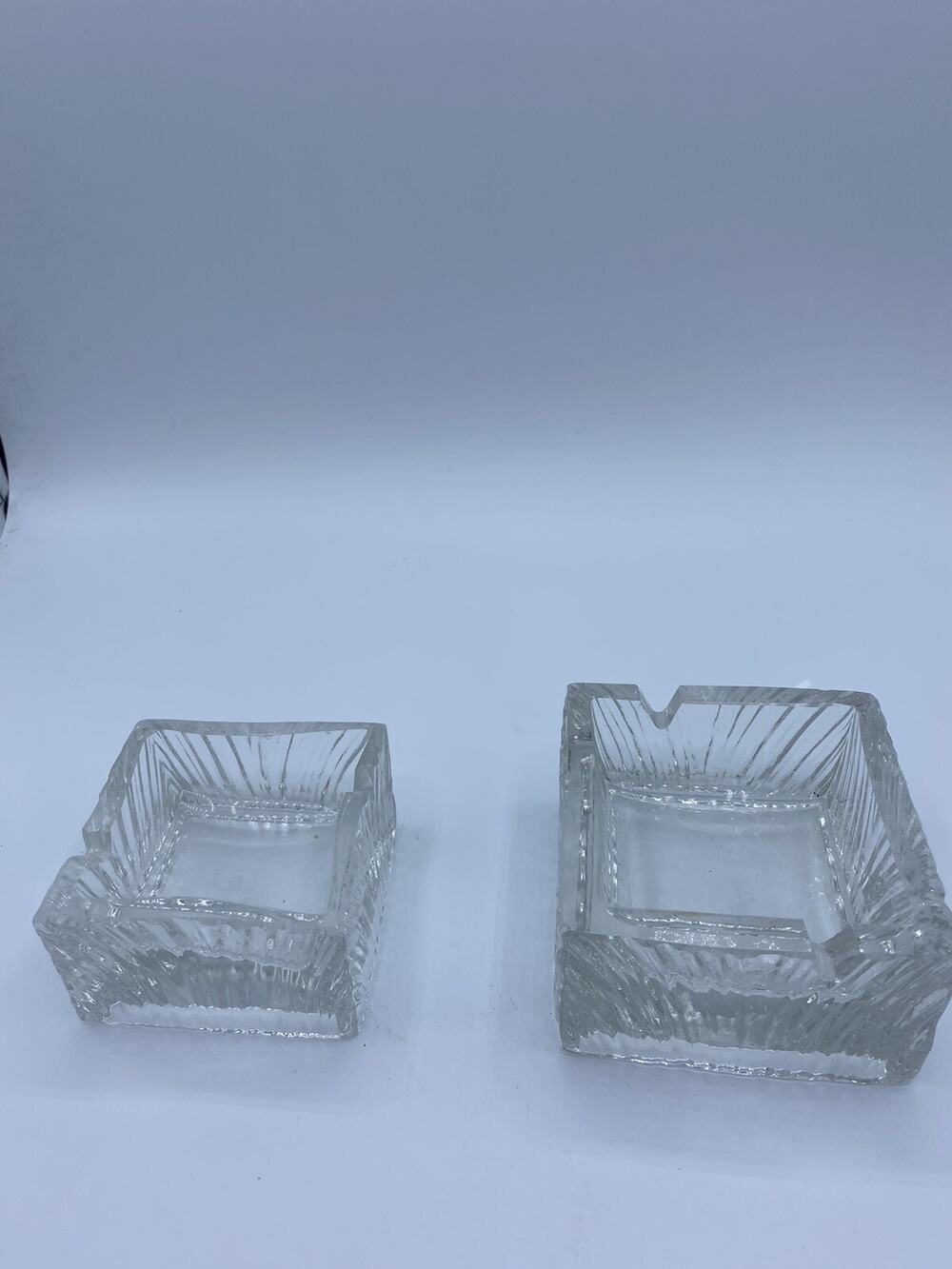 Lot of 2 Vintage Crystal Rosenthal Studio Linie Two Place Square Ashtrays